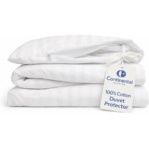 Premium Cotton Duvet Protector – 300 Thread Count Damask Stripe – Zipper Closure with Corner Ties – Breathable Comforter Cover – Twin, Full, Queen, King in Saudi Arabia