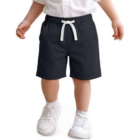Toddler Boy Shorts Cotton Uniform Casual Summer Chino Kids Pull on Shorts Elastic Waist with Drawstring and Pockets in Kuwait