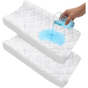 Waterproof Changing Pad Cover 2 Pack, Quilted Viscose Fitted Diaper Chang Table Cover, Soft Changing Pad Sheets for Girls Boys, Ultra Soft & Breathable, White | Breathable Viscose, Changing Pad Sheets for Girls Boys, Ultra Soft, White in Kuwait