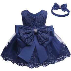 0-4T Toddler Baby Girl Embroidered Lace Dresses with Headwear in Saudi Arabia