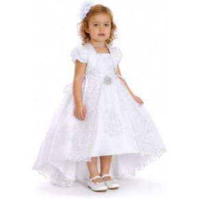 iGirlDress Baby Girls White Satin Virgin Mary Baptism Dress with Bolero, High-Low Skirt in Saudi Arabia