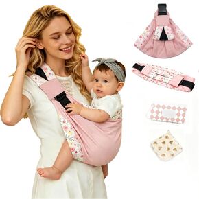Baby Sling Carrier, Ergonomic M-Leg Soft Cotton Fit with Wide Padded Straps | Dual Lock Buckles, Reinforced Seams, Non-Slip, Back Pain Relief, One-Hand Wear, Padded Leg Openings, Ideal for Home & Outings in Kuwait