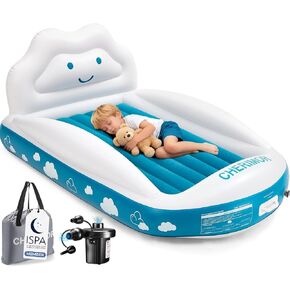 CHERIMOR Inflatable Toddler Travel Bed with 4-Sided Safety Bumpers, Portable Toddler Bed with Fast-Inflation Pump, Kids Air Mattress for Travel Sleepovers, Blow Up Mattress for Home & Grandma’s House in Saudi Arabia