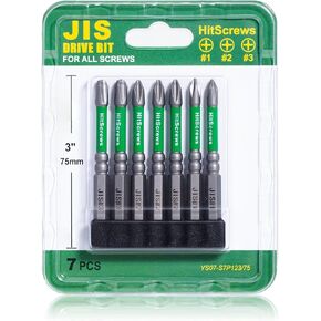 7pcs JIS Screwdriver Bit Set - 3" / 75mm - Impact Ready Japanese Cross Point Bits #1, #2, #3 - Taiwan S2 Steel, Magnetic Tips - Anti Cam-Out Repair Kit Compatible with Honda, Tamiya, Shimano in Kuwait