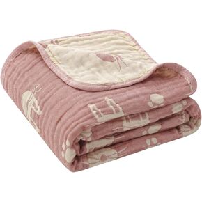 6-Layer Muslin Baby Blanket Made with Organic Cotton - Enchanting Woodland Garden,Swaddle & Crib Quilt, 43" x 43",Garden(Gender Neutral) in Saudi Arabia