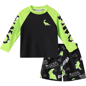 Toddler Baby Boys Long Sleeve Rashguard Swimsuit 2 Piece Set Swim Shirt Trunks Bathing Suit in Kuwait