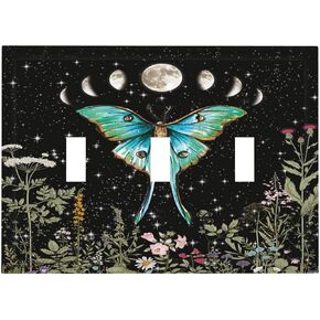 Watercolor Night Forest Animals Double Toggle Light Switch Covers Decorative Moon Owl Squirrel Rabbit 2-Gang Wall Plate Electrical Switchplate Faceplate for Whimsical Cottagecore Nursery Decor in Kuwait