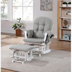 Penau Glider Ottoman, Soft Quiet Gliding, Gray Wood | Nursery Bonding Spot, Soft Gliding Motion, Button Tufted Back, Side Pocket, Matching Ottoman in Kuwait