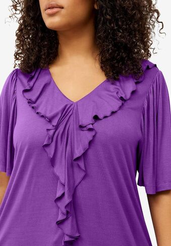 ellos Plus Size Ruffle Neckline Flutter Sleeve Tunic in Saudi Arabia