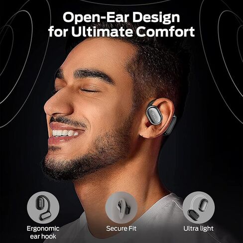 BUGANI OE03 Open Ear Headphones, Bluetooth 5.3 Wireless Headphones, Open Ear Earbuds with Immersive Stereo Sound, Clear Talk, 30H Playtime, Waterproof Sport Earbuds for Running, Black in Kuwait