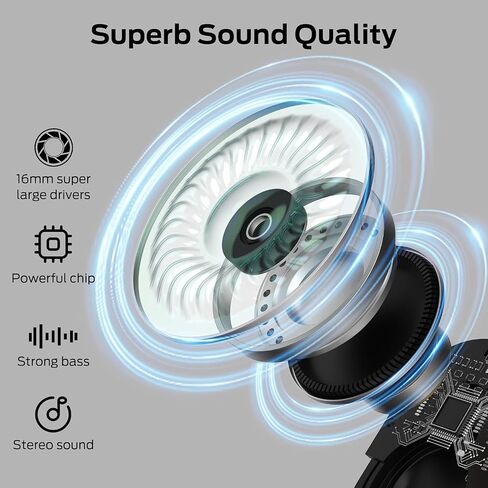 BUGANI OE03 Open Ear Headphones, Bluetooth 5.3 Wireless Headphones, Open Ear Earbuds with Immersive Stereo Sound, Clear Talk, 30H Playtime, Waterproof Sport Earbuds for Running, Black in Kuwait