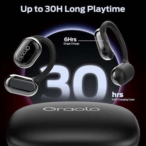 BUGANI OE03 Open Ear Headphones, Bluetooth 5.3 Wireless Headphones, Open Ear Earbuds with Immersive Stereo Sound, Clear Talk, 30H Playtime, Waterproof Sport Earbuds for Running, Black in Kuwait