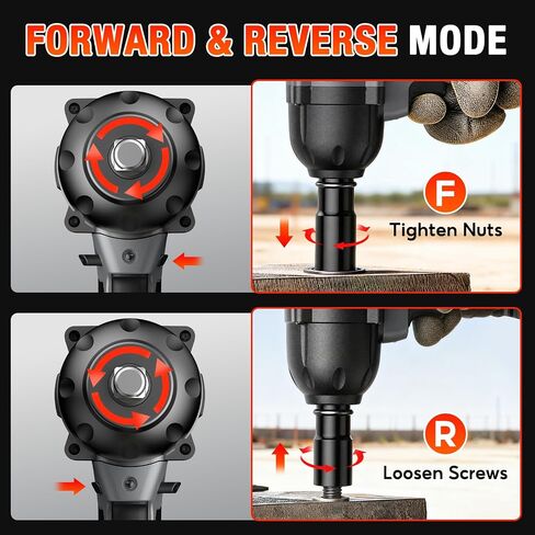 SOARFLY 1/2" Cordless Impact Wrench, 738 Ft-lbs (1000 N.m) High Torque 21V Brushless Electric Impact Gun with 2x 4.0Ah Batteries, Impact Driver with LED Light, 6 Sockets for Home Car/Mower/Truck RV in Kuwait