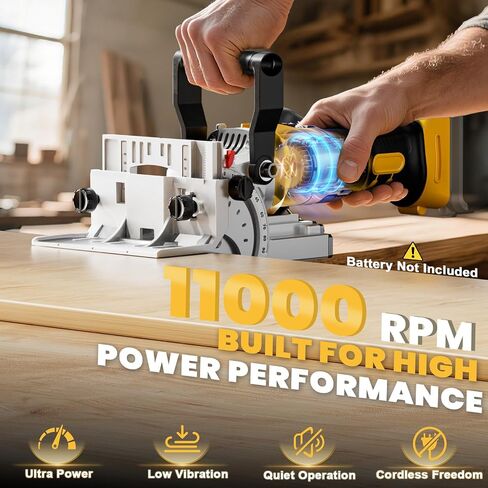 Ecarke Cordless Biscuit Joiner Tool Compatible with Dewalt 20V Battery, Precision Plate Joiner for Woodworking, Cabinetry & Furniture Making, 0-90° Cutting, 6 Depth Settings, 80 wafers, Tool Only in Kuwait