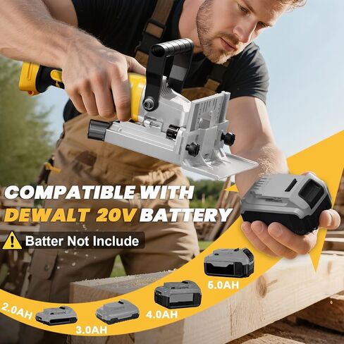 Ecarke Cordless Biscuit Joiner Tool Compatible with Dewalt 20V Battery, Precision Plate Joiner for Woodworking, Cabinetry & Furniture Making, 0-90° Cutting, 6 Depth Settings, 80 wafers, Tool Only in Kuwait