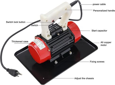 Concrete Vibrating Motor, 110V 370W Handheld Table Motion Concrete Vibrator Machine, Cement Smoother for Such As Road Construction, House Construction, Bridge Construction (Red) in Kuwait