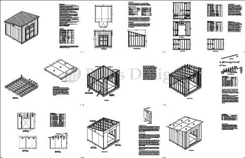 10' x 10' Deluxe Shed Plans, Modern Roof Style Design #D1010M, Material List and Step By Step Included in Kuwait