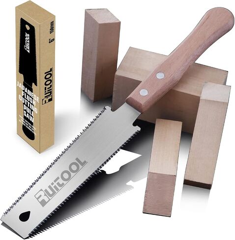 RUITOOL Japanese Hand Saw 6 Inch Double Edge Sided Pull Saw Ryoba SK5 Flexible Blade 14/17 TPI Flush Cut Beech Handle Wood Saw for Woodworking Tools in Kuwait