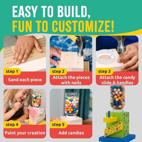 SparkJump Jr DIY Woodworking Kit Bundle – Complete Birdhouse & Candy Dispenser Projects for Kids, Fun Craft Kits with Tools, Paints, & Instructions for Boys & Girls in Kuwait