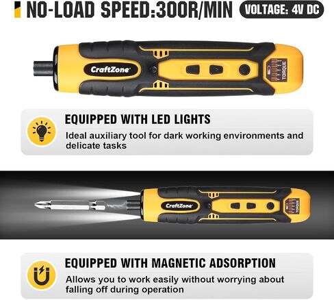 Electric Screwdriver Set with LED Light, USB Rechargeable Cordless Screwdriver, Level 5 Torque Screwdriver with 28 pcs Screwdriver Bit Set & Carrying Case for Home, Electronic, Automotive in Kuwait