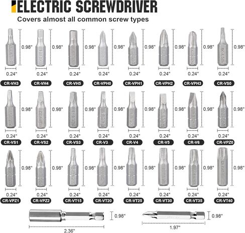 Electric Screwdriver Set with LED Light, USB Rechargeable Cordless Screwdriver, Level 5 Torque Screwdriver with 28 pcs Screwdriver Bit Set & Carrying Case for Home, Electronic, Automotive in Kuwait