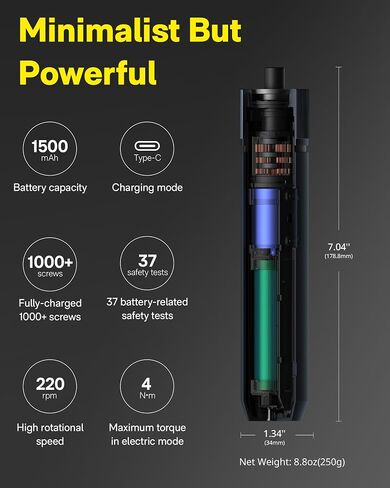 HOTO SnapBloq™ S-A01 Master Precision Screwdriver Set + Electric Screwdriver Rechargeable, 3.6V Cordless Screwdriver Set USB-C, 3 Torque Settings in Kuwait