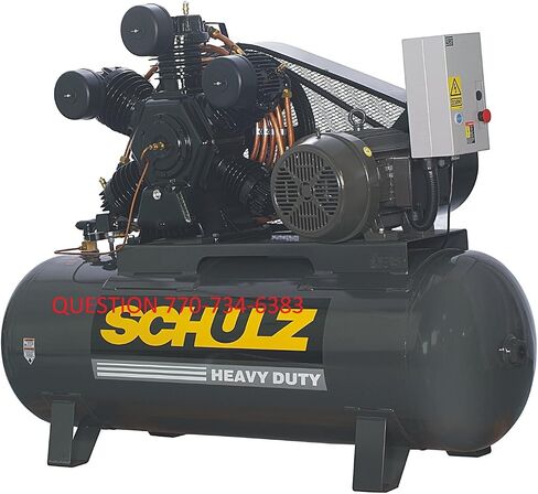 Schulz 20120HWV80X-3 V Series Piston Air Compressor; Cast Iron Construction; Enclosed Metal Belt Guard; Pressure Gauge; Balanced Drive Pulley; 80 CFM; 175 Max PSI; 20 Horsepower; 208-230/460 in Kuwait