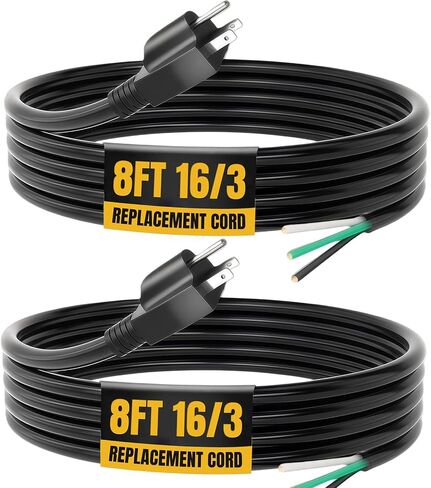 6-Feet 16/2 Power Cord Replacement for Drill Sander Chop Saw Power Tool | 2 Prong Plug Power Tool Cable With Open End For Drill, Miter Saw, Chop Saw, Grinder, Vacuum etc Power Tool (3 Pack) in Kuwait
