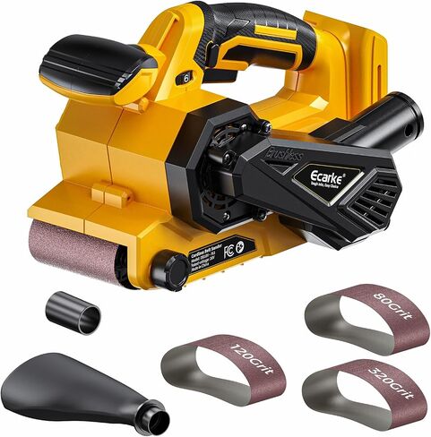 Ecarke Cordless Belt Sander Compatible with Dewalt Battery (Tool Only) 100° adjustable 16 PCS Belts 40-120 Grit 1/2"×18" 2100 FPM Brushless Detail Belt Sander for Metal Working, Wood, Plastic in Kuwait