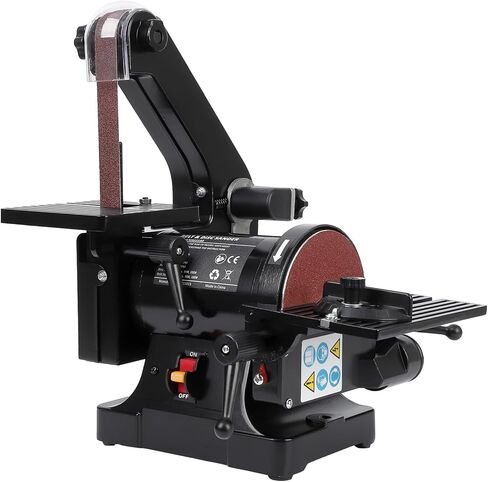 Professional 2.1A Benchtop Belt & Disc Sander Combo – 1" x 30" Belt, 5" Disc – Powerful Motor for Woodworking, Metalworking, Knife Sharpening – Includes 8 x 80 Grit & 4 x 100 Grit Sanding Belts – in Kuwait