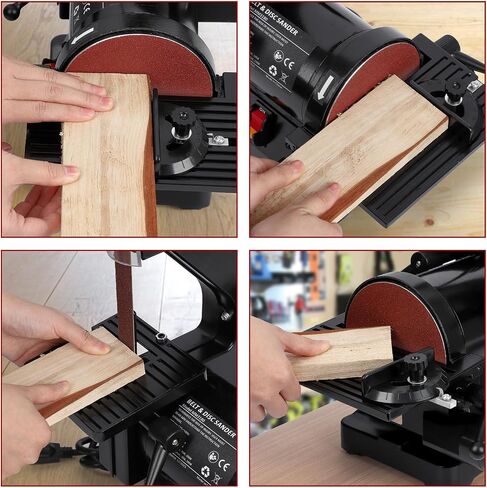 Professional 2.1A Benchtop Belt & Disc Sander Combo – 1" x 30" Belt, 5" Disc – Powerful Motor for Woodworking, Metalworking, Knife Sharpening – Includes 8 x 80 Grit & 4 x 100 Grit Sanding Belts – in Kuwait