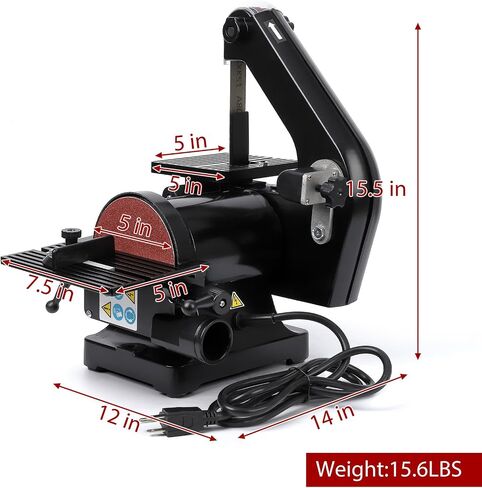 Professional 2.1A Benchtop Belt & Disc Sander Combo – 1" x 30" Belt, 5" Disc – Powerful Motor for Woodworking, Metalworking, Knife Sharpening – Includes 8 x 80 Grit & 4 x 100 Grit Sanding Belts – in Kuwait