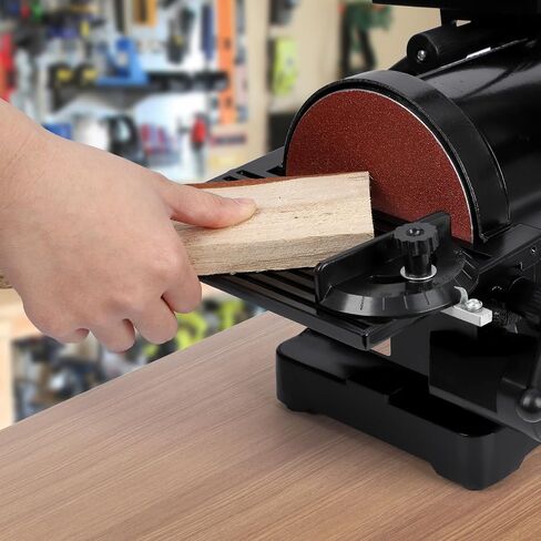 Professional 2.1A Benchtop Belt & Disc Sander Combo – 1" x 30" Belt, 5" Disc – Powerful Motor for Woodworking, Metalworking, Knife Sharpening – Includes 8 x 80 Grit & 4 x 100 Grit Sanding Belts – in Kuwait