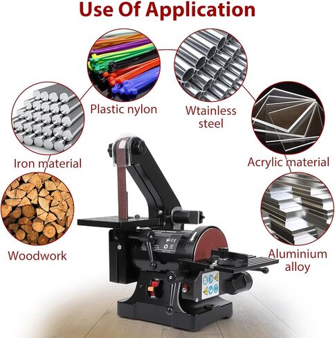 Professional 2.1A Benchtop Belt & Disc Sander Combo – 1" x 30" Belt, 5" Disc – Powerful Motor for Woodworking, Metalworking, Knife Sharpening – Includes 8 x 80 Grit & 4 x 100 Grit Sanding Belts – in Kuwait