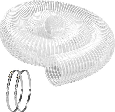 خرطوم تجميع الغبار PVC من Qucship مقاس 10.16 سم × 25.4 سم، مقاوم للثقب، خرطوم دخان PVC شفاف ومرن مع ملف سلك فولاذي كربوني لأنظمة جمع الغبار in Kuwait