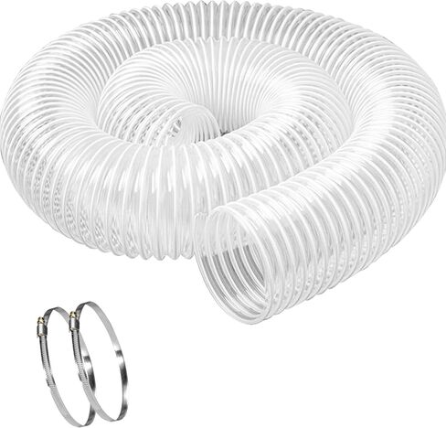 خرطوم تجميع الغبار PVC من Qucship مقاس 10.16 سم × 25.4 سم، مقاوم للثقب، خرطوم دخان PVC شفاف ومرن مع ملف سلك فولاذي كربوني لأنظمة جمع الغبار in Kuwait