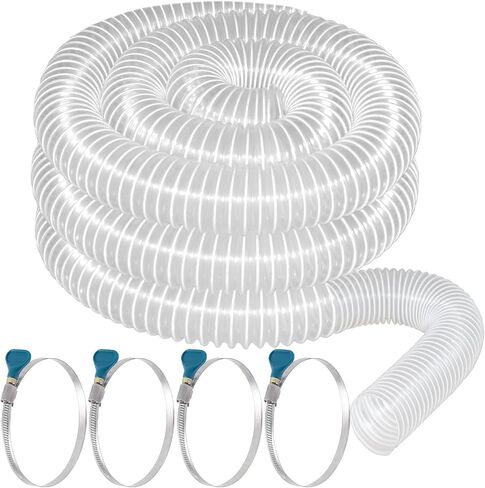 خرطوم تجميع الغبار PVC من Qucship مقاس 10.16 سم × 25.4 سم، مقاوم للثقب، خرطوم دخان PVC شفاف ومرن مع ملف سلك فولاذي كربوني لأنظمة جمع الغبار in Kuwait