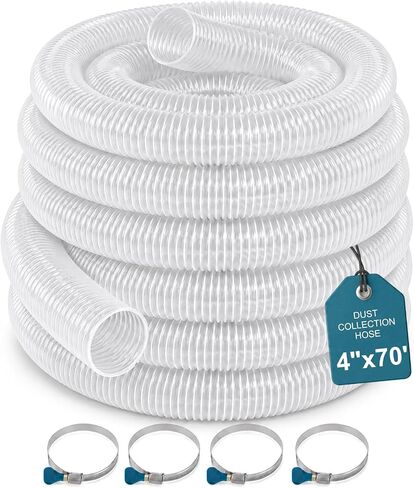 خرطوم تجميع الغبار PVC من Qucship مقاس 10.16 سم × 25.4 سم، مقاوم للثقب، خرطوم دخان PVC شفاف ومرن مع ملف سلك فولاذي كربوني لأنظمة جمع الغبار in Kuwait