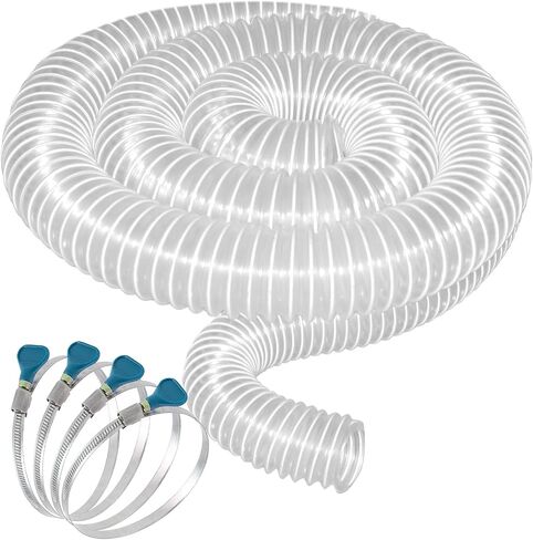 خرطوم تجميع الغبار PVC من Qucship مقاس 10.16 سم × 25.4 سم، مقاوم للثقب، خرطوم دخان PVC شفاف ومرن مع ملف سلك فولاذي كربوني لأنظمة جمع الغبار in Kuwait