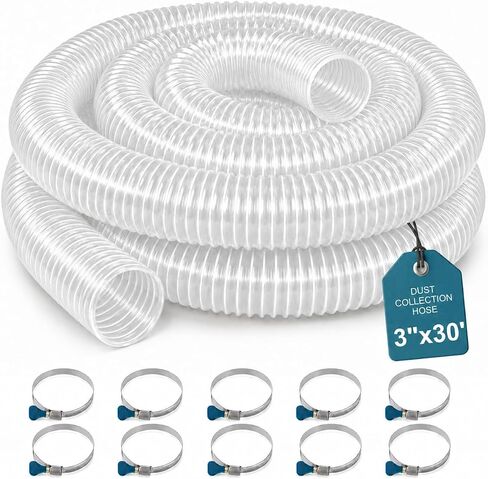 خرطوم تجميع الغبار PVC من Qucship مقاس 10.16 سم × 25.4 سم، مقاوم للثقب، خرطوم دخان PVC شفاف ومرن مع ملف سلك فولاذي كربوني لأنظمة جمع الغبار in Kuwait