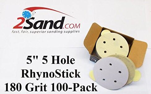 5 inch RhynoStick 5-Hole White Line Sticky Discs 100 Discs 400 Grit in Kuwait