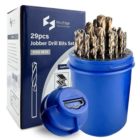 13pcs Cobalt Drill Bits Set M35 HSS Jobber Drill Bits Set 1/16"-1/4" | 135 Degree Tip Design with Index Storage Box, for Hardened Metal, Stainless Steel, Cast Iron, Wood and Plastic in Kuwait