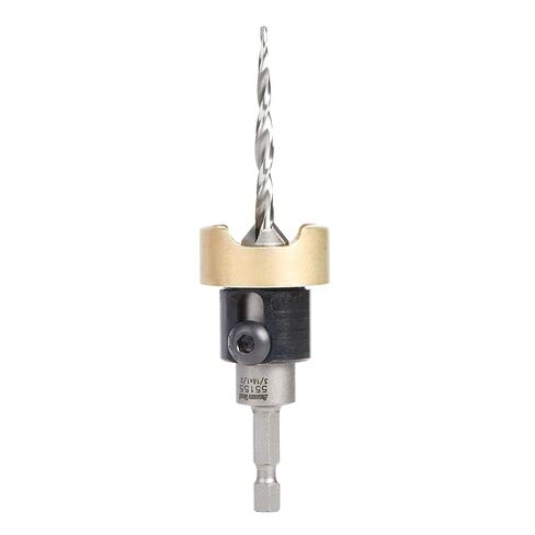 Amana Tool 82 Degree Countersink with Tapered Drill Bit and Adjustable Depth Stop, 55150, 3/8 D x 3/32 Drill D x 1/4 Inch Quick Release Hex Shank in Kuwait