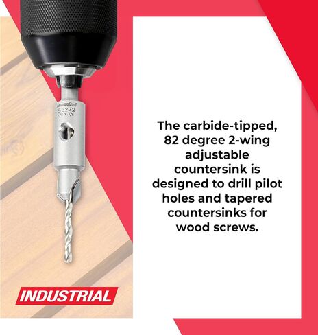 Amana Tool Carbide Tipped 82 Degree Countersink Drill Bit, 55272, 3/8 Dia x 1/8 Drill D x 1/4 Inch Quick Release Hex Shank for Tool 55227 in Kuwait