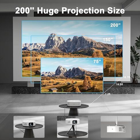 Mini Projector with WiFi and Bluetooth, Native 1080P Portable Outdoor Movie Projector, VOPLLS Home Projector 4K Support for HDMI/USB/AV/Phone/Laptop（White) in Kuwait