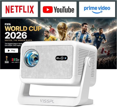 [Now with Netflix & 3500ANSI] 4K Smart Projector with WiFi and Bluetooth, Auto Focus & Keystone Portable Print Server Mini Projector with Stand, Outdoor Home Theater Small Proyector for bedroom in Kuwait