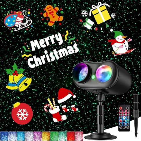 Christmas Projector Lights Outdoor, 3 in 1 Holiday Projector Light with Green Star, 20 HD Slides, 160 Pattern, 10 Ocean Wave, Christmas Light Projector Outdoor with Timer for Party Patio Decoration in Kuwait