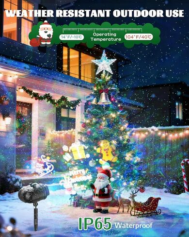 Christmas Projector Lights Outdoor, 3 in 1 Holiday Projector Light with Green Star, 20 HD Slides, 160 Pattern, 10 Ocean Wave, Christmas Light Projector Outdoor with Timer for Party Patio Decoration in Kuwait