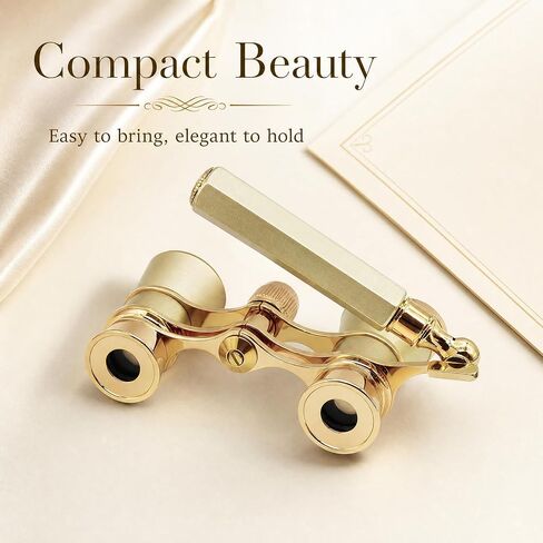 BLACKICE Opera Glasses, 3X25 Theater Binoculars, Mini Compact Opera Glasses with Adjustable Handle, Portable Binoculars for Women Adults Kids, Ideal for Concert Theater Opera (Golden with Handle) in Kuwait
