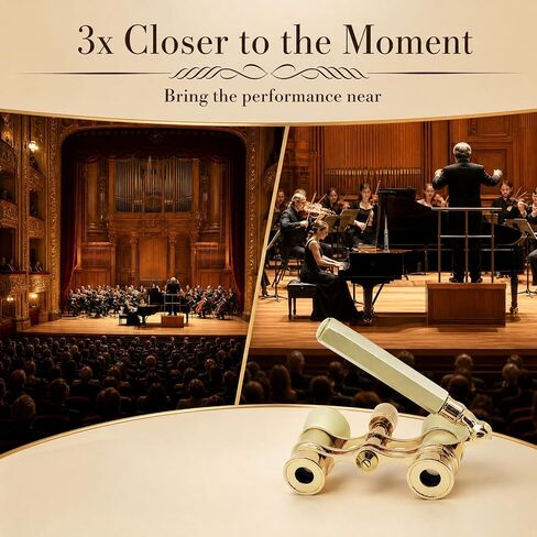 BLACKICE Opera Glasses, 3X25 Theater Binoculars, Mini Compact Opera Glasses with Adjustable Handle, Portable Binoculars for Women Adults Kids, Ideal for Concert Theater Opera (Golden with Handle) in Kuwait